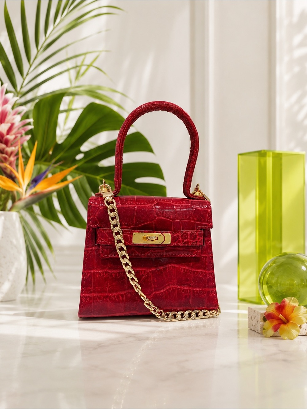 Francesco Rogani Genuine Crocodile Mini Top Handle Bag